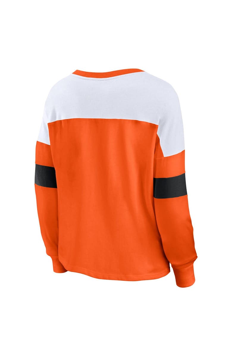 FANATICS Women's Fanatics Orange Philadelphia Flyers Take the Shot Long Sleeve Lace-Up V-Neck T-Shirt, Alternate, color, 