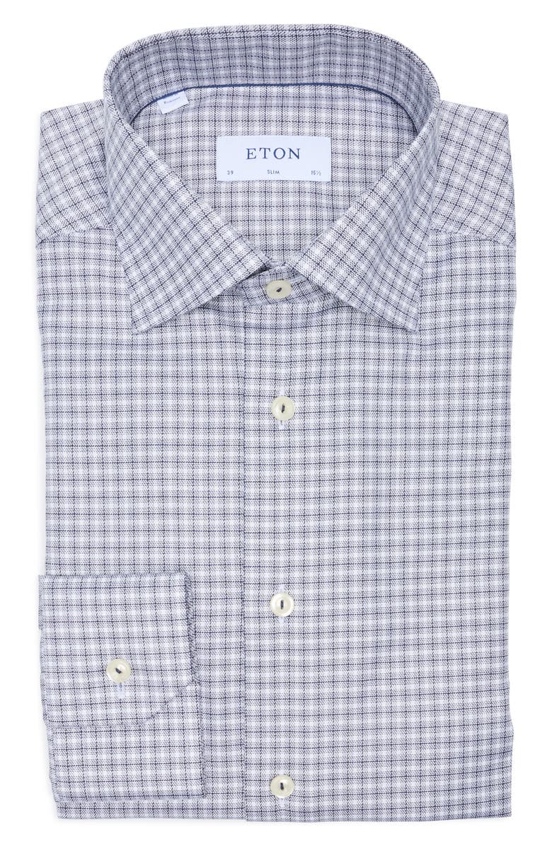 Eton Slim Fit Plaid Dress Shirt, Alternate, color, 