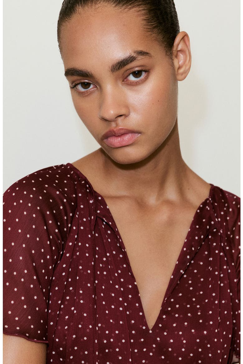 Polka Dot Woven Shirt, Alternate, color, MAROON