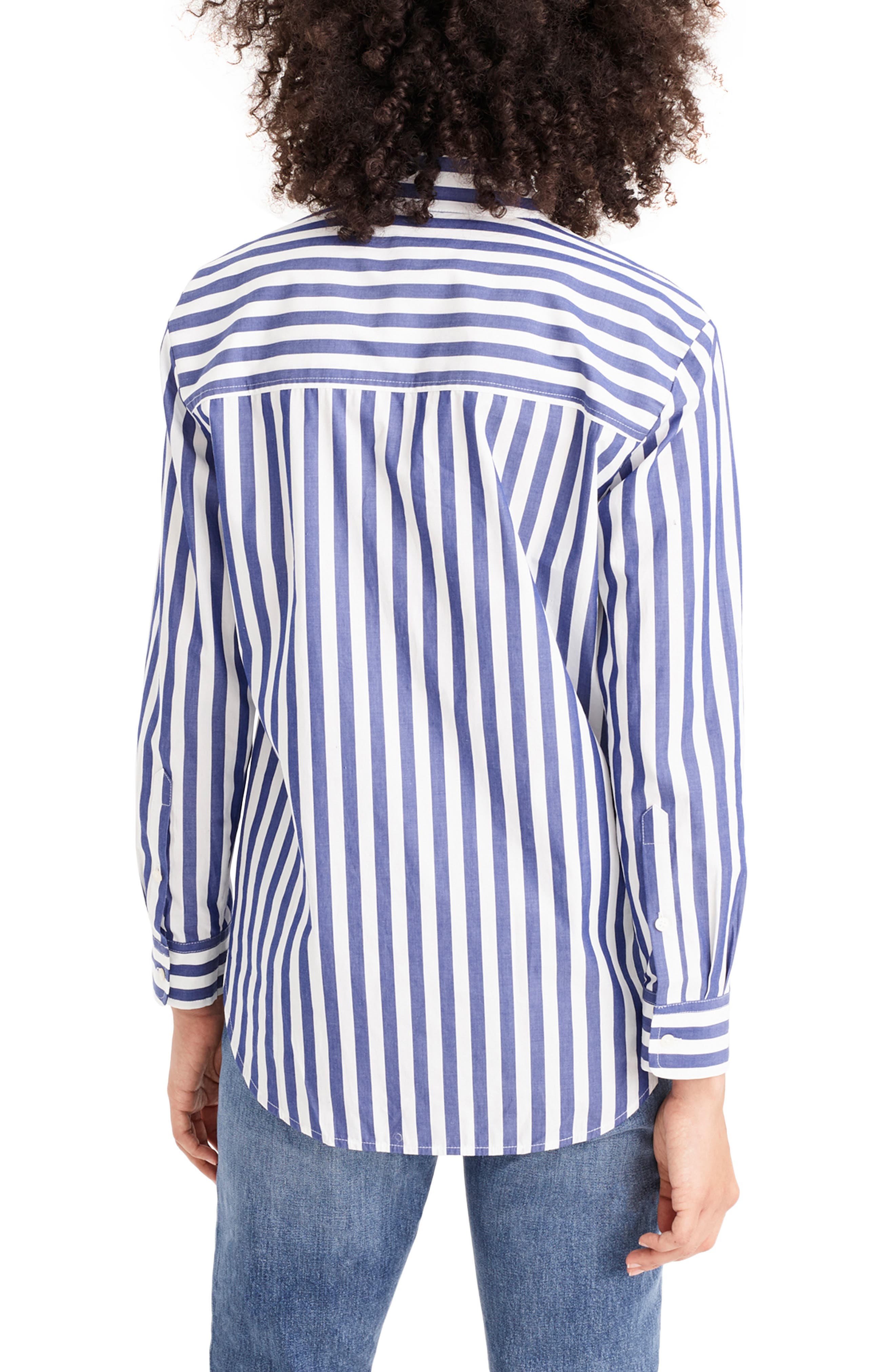 J.Crew Bold Stripe Band Collar Popover Tunic Shirt (Women) | Nordstromrack