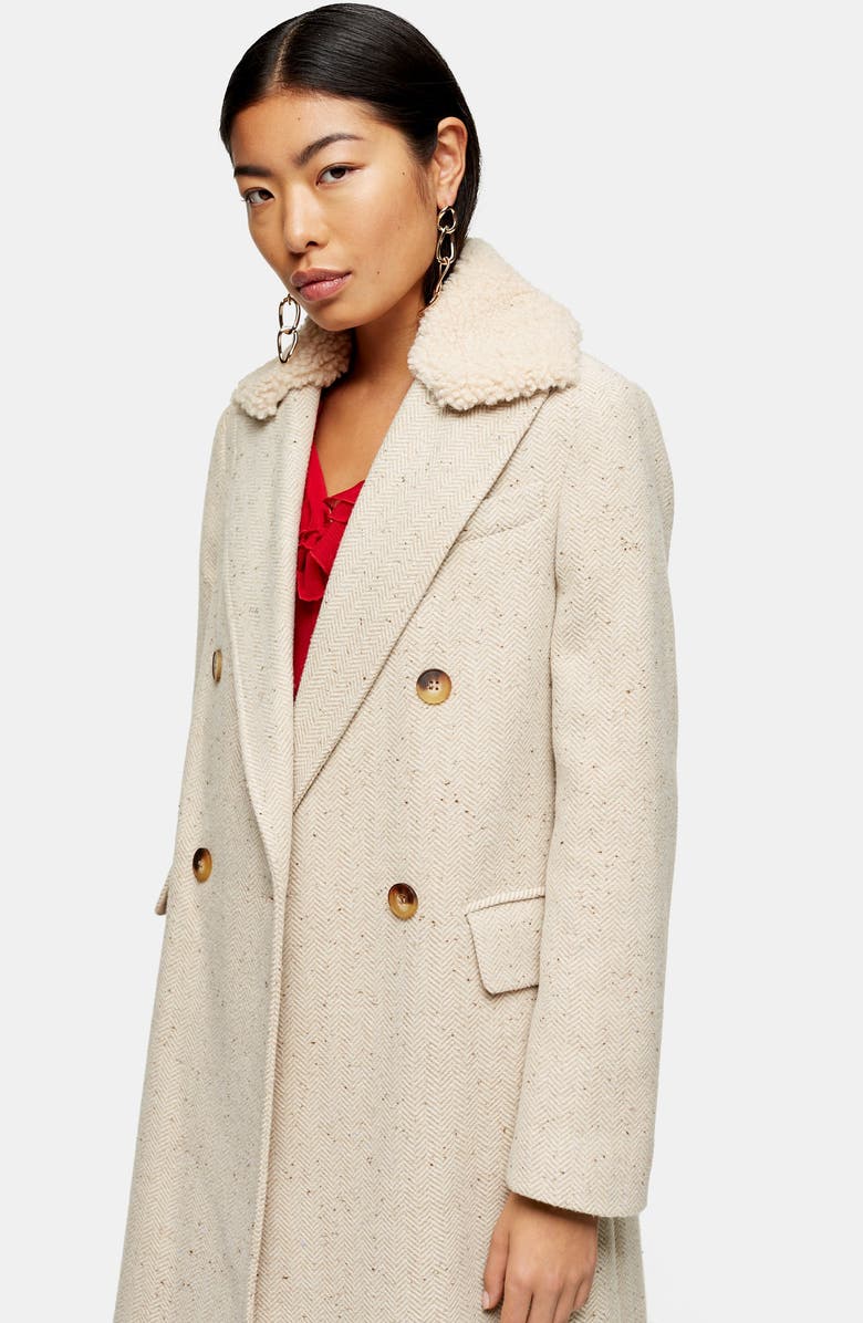 Topshop Freddie Herringbone Coat, Alternate, color, 