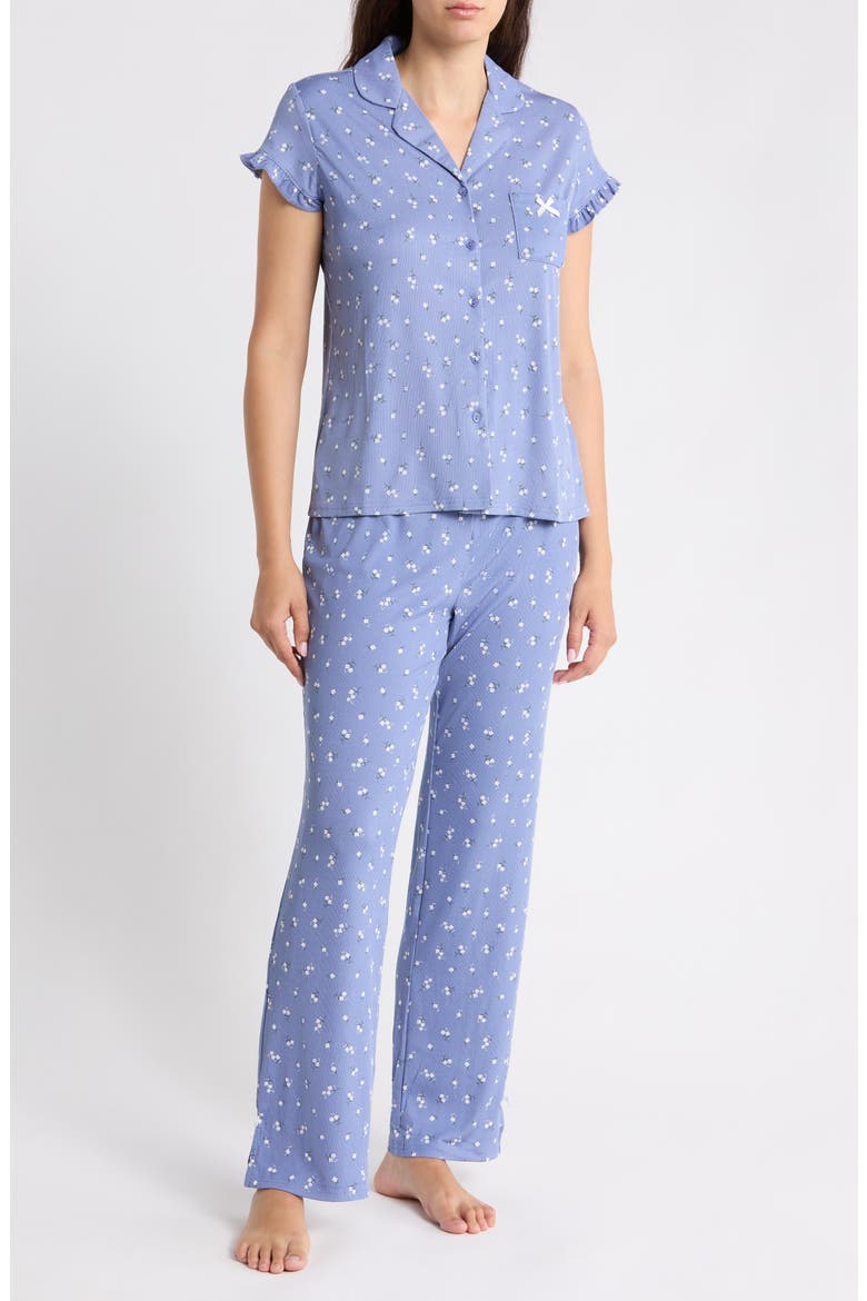 Floral Print Pajamas, Main, color, BLUE DITSY