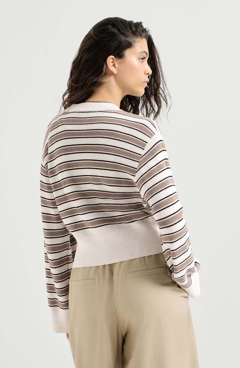 Brunello Cucinelli Cotton cardigan with sparkling stripes, Alternate, color, White