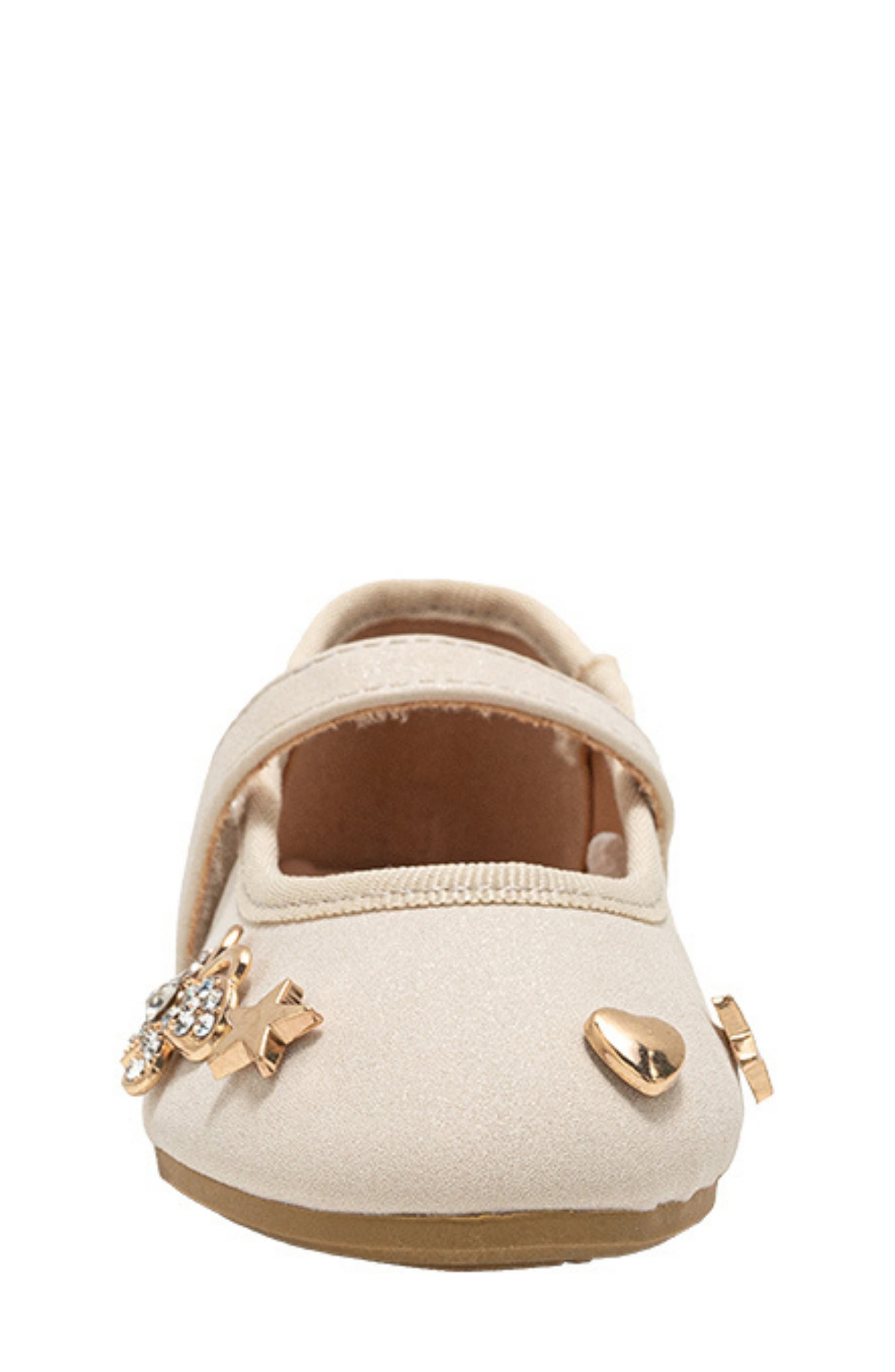 bebe Kids' Embellished Charm Mary Jane Flat, Alternate, color, Taupe