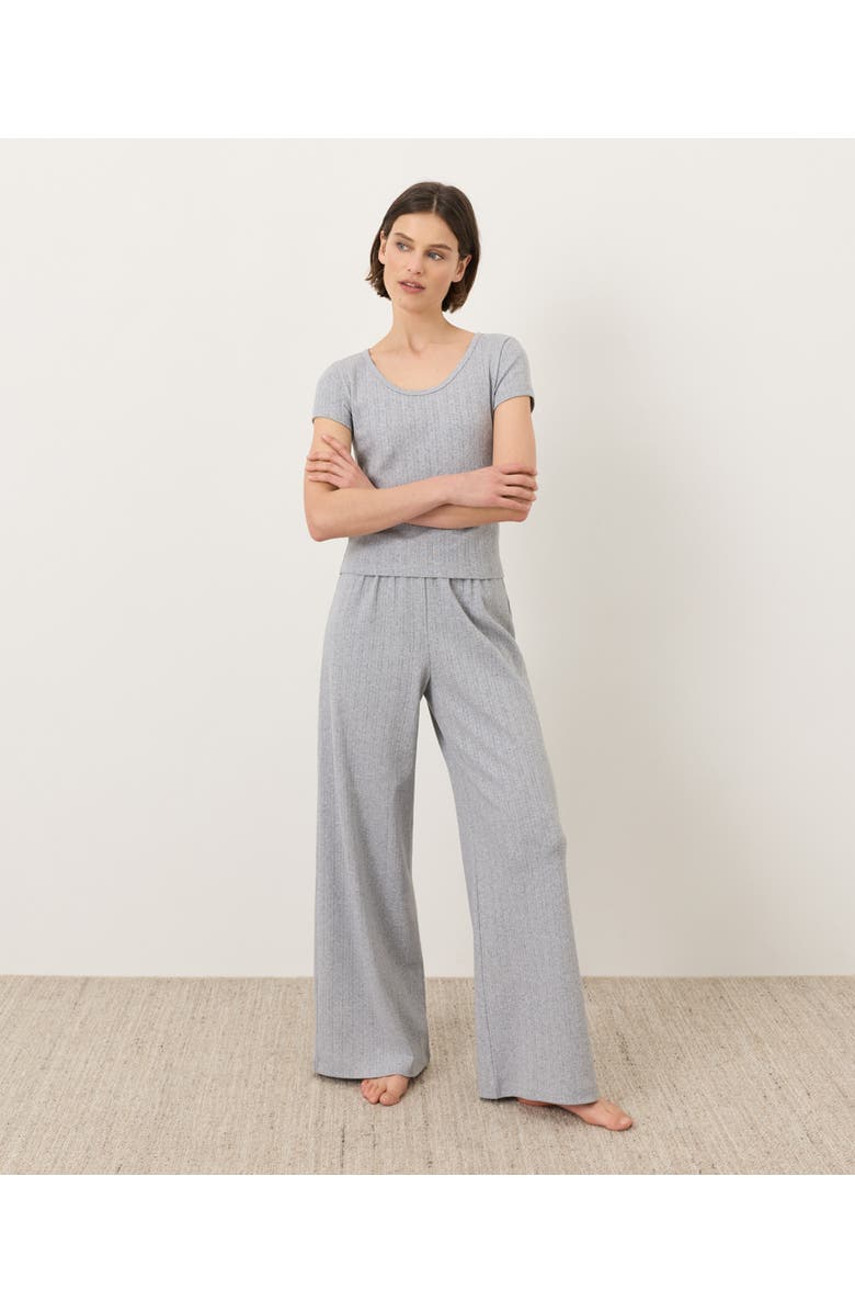 Pact Organic Cotton Pointelle Wide Leg Pant, Alternate, color, Heather Grey