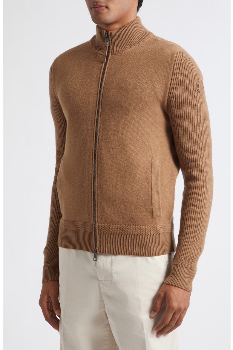Wool & Cashmere Zip Cardigan, Alternate, color, TEAK