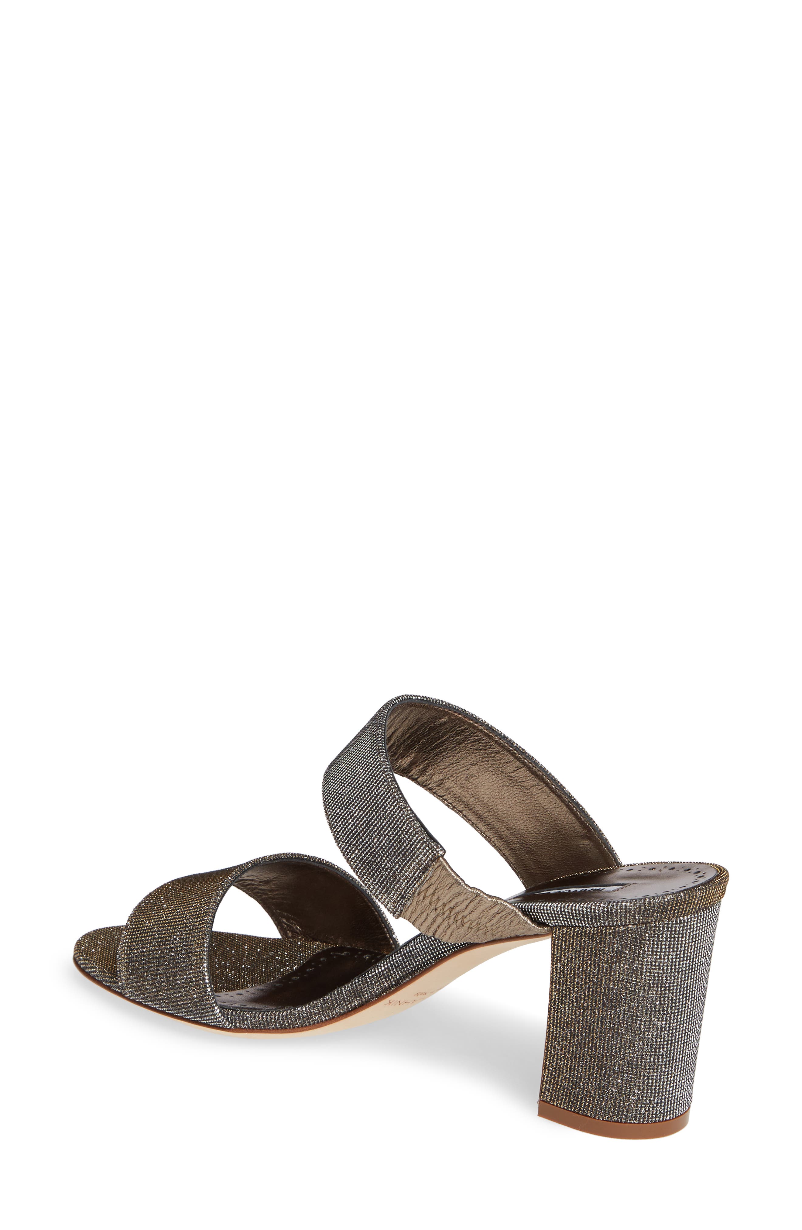Manolo Blahnik Kalita Metallic Slide Sandal, Alternate, color, 