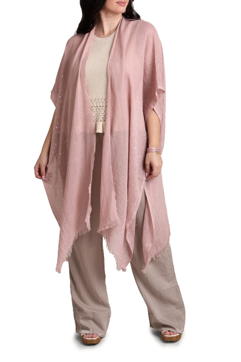 Frayed Sequin Ruana, Main, color, PINK