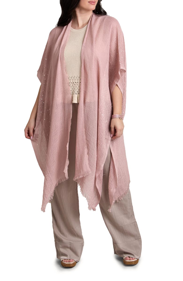 SAACHI Frayed Sequin Ruana, Main, color, Pink