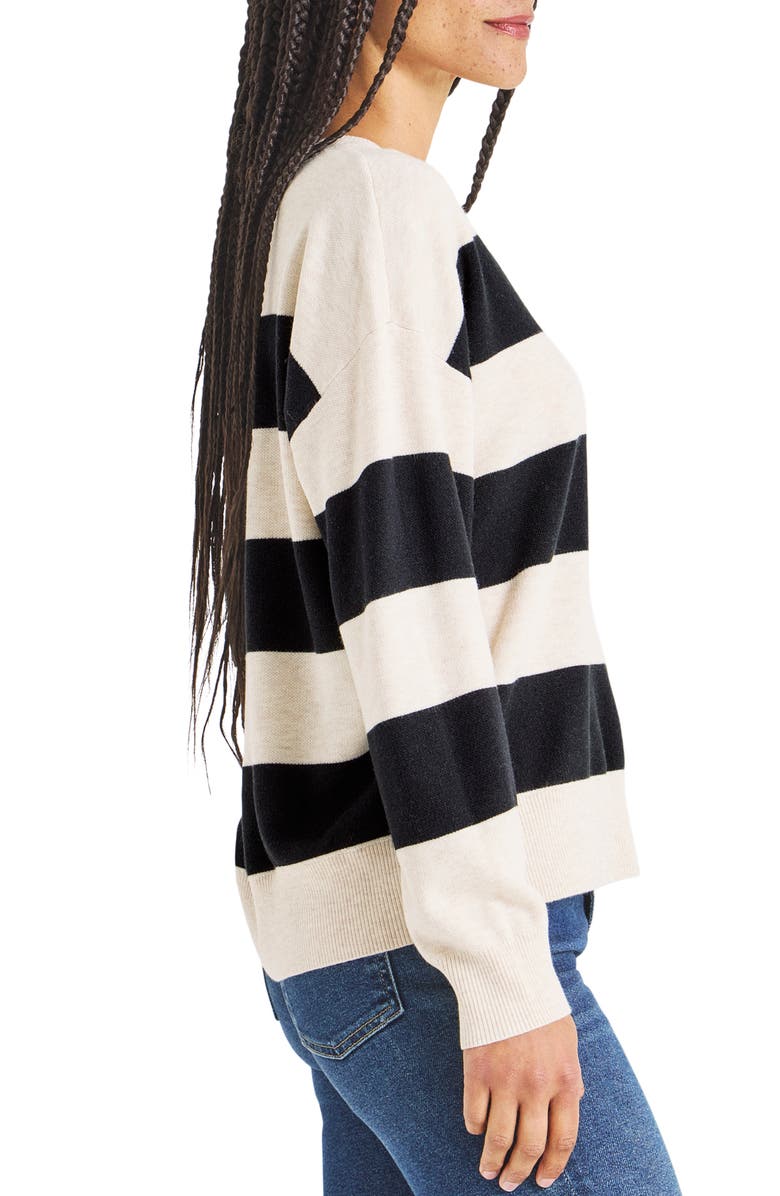 Splendid Livy Stripe Sweater, Alternate, color, Oat Black Stripe