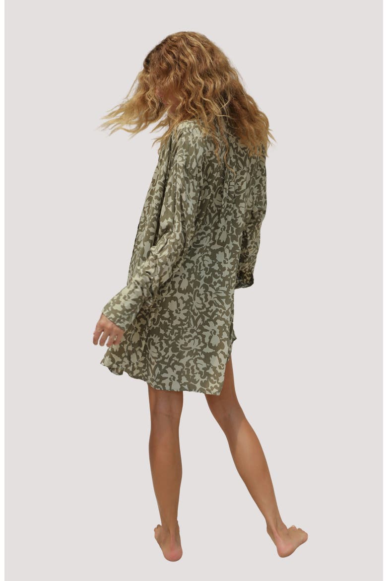 Print Long Sleeve Cover-Up Shirtdress, Alternate, color, BAJA BLOOM
