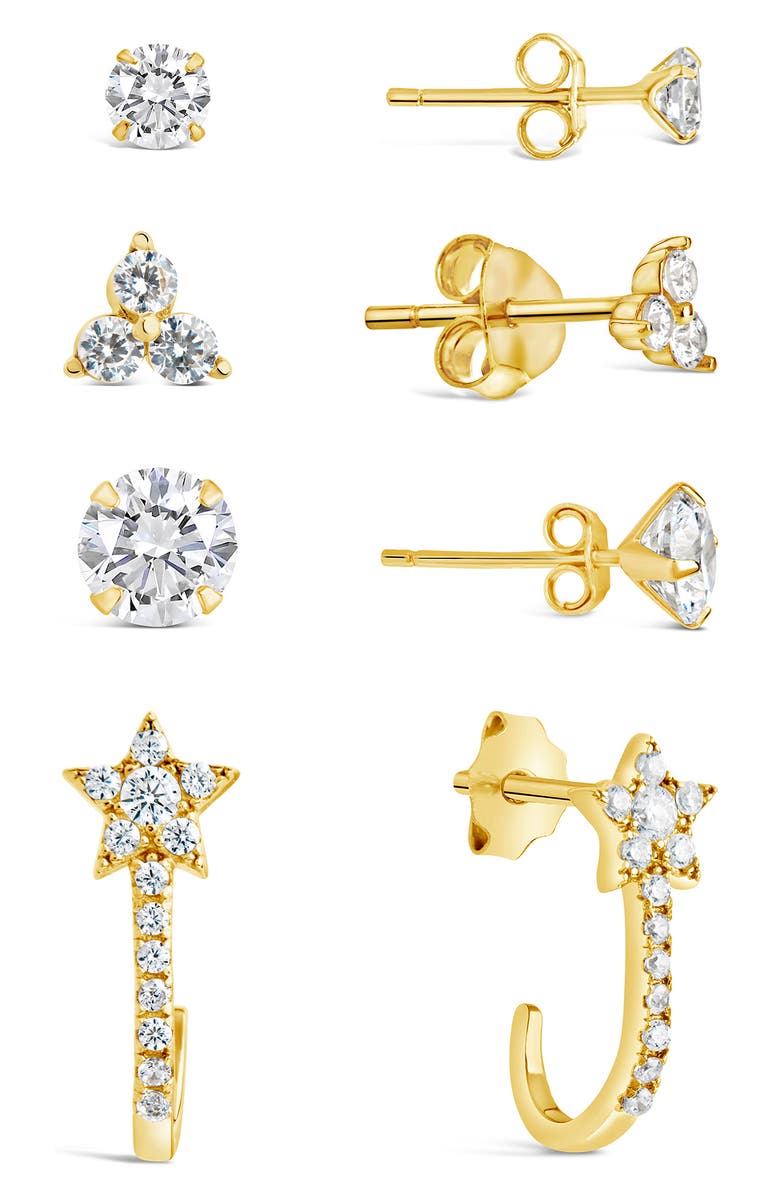 Sterling Forever Everyday Set of 4 Earrings, Alternate, color, Gold