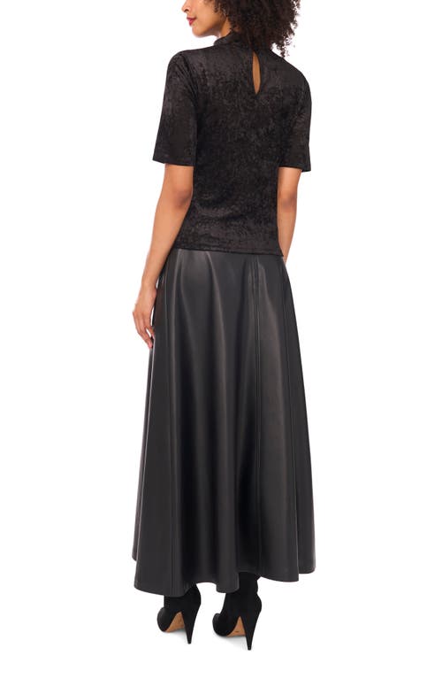 Vince Camuto Animal Print Jacquard Chenille Mesh Mock Neck Top In Black