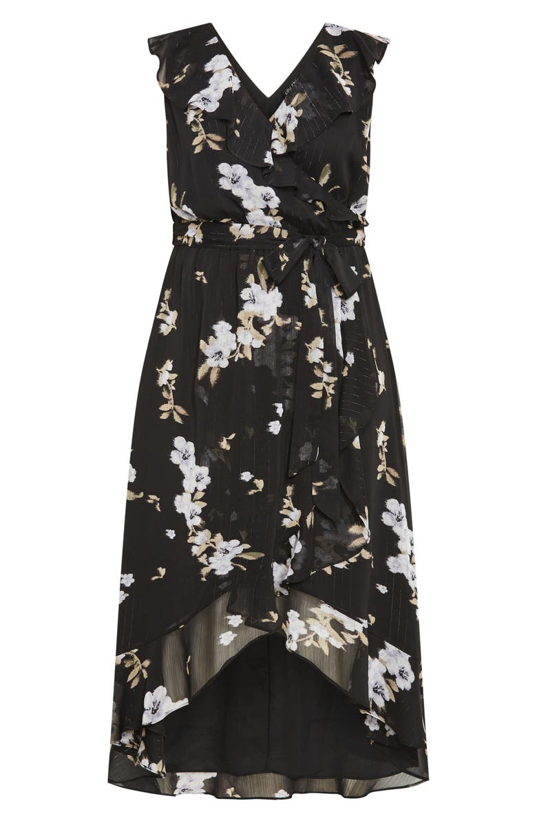 City Chic Ella Jane Metallic Stripe Maxi Dress, Alternate, color, Windswept Floral