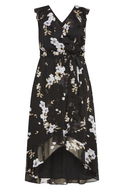 City Chic Ella Jane Metallic Stripe Maxi Dress In Windswept Floral