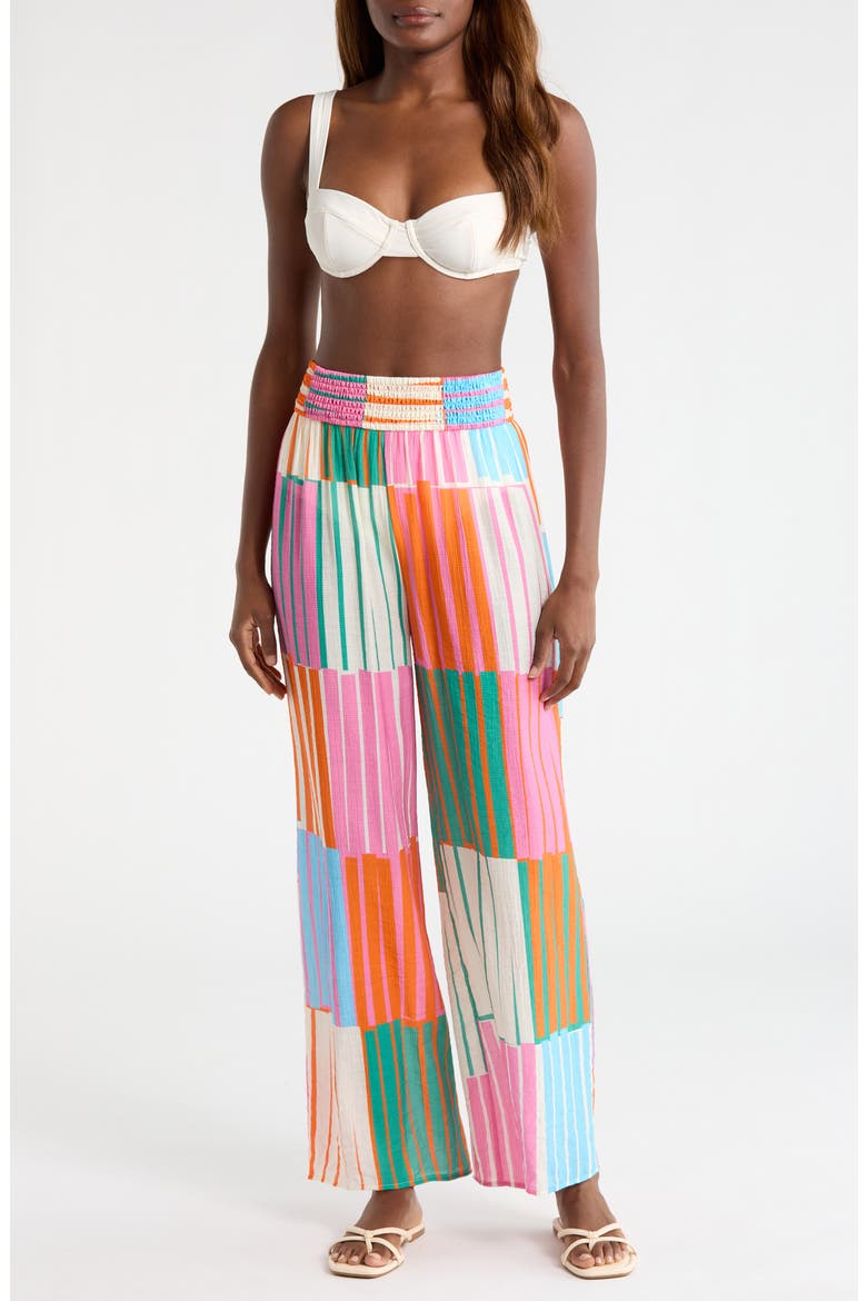Eliza Cover-Up Pants, Main, color, FUCHSIA STRIPES