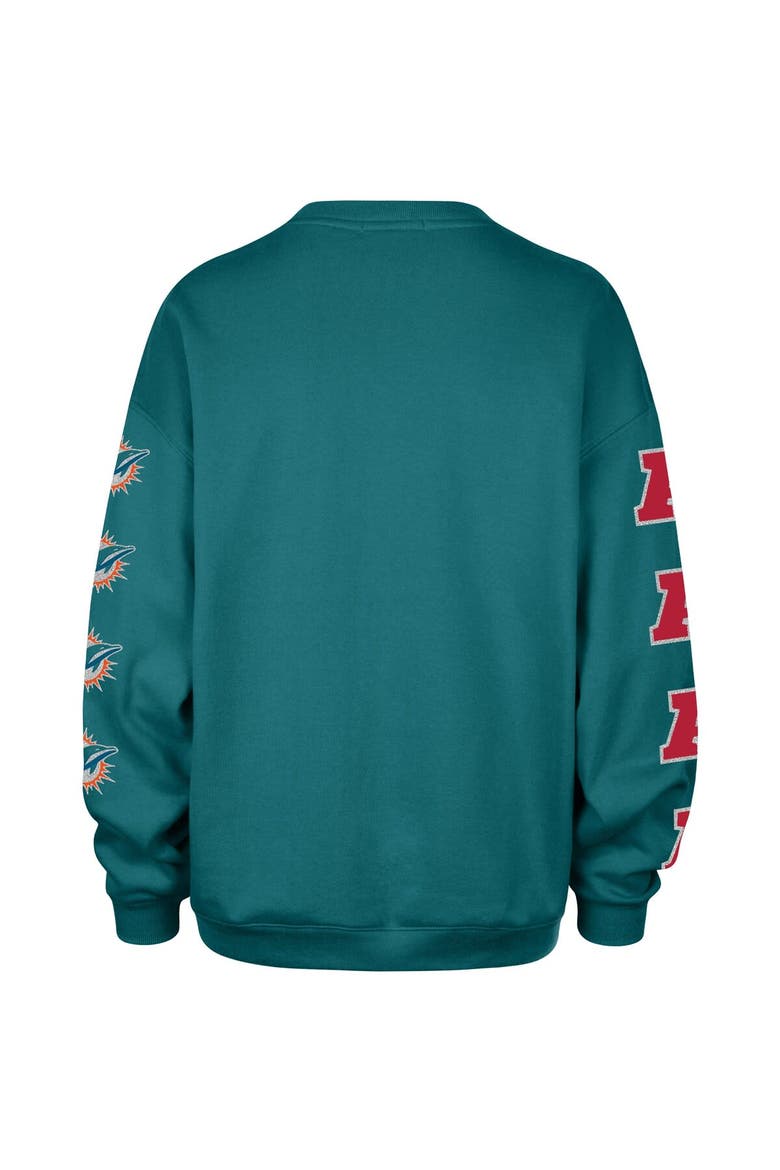 Women's '47  Aqua Miami Dolphins Go Big Oversized Pullover Sweatshirt, Alternate, color, Aqua