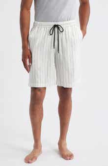 Daniel Buchler Stripe Linen Blend Drawstring Pajama Shorts