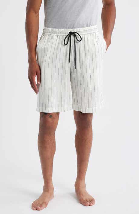 Daniel Buchler Stripe Linen Blend Drawstring Pajama Shorts