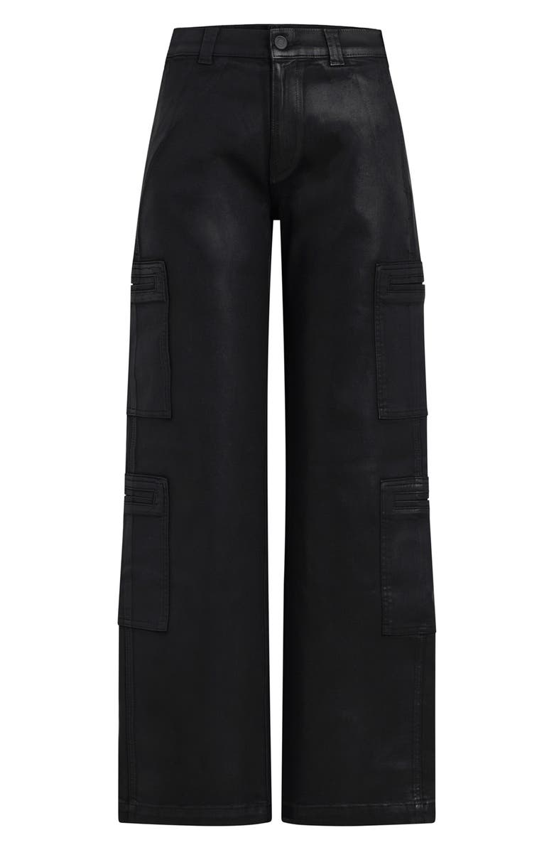 Hudson Jeans High Waist Wide Leg Cargo Pants, Alternate, color, Coated Black Beauty