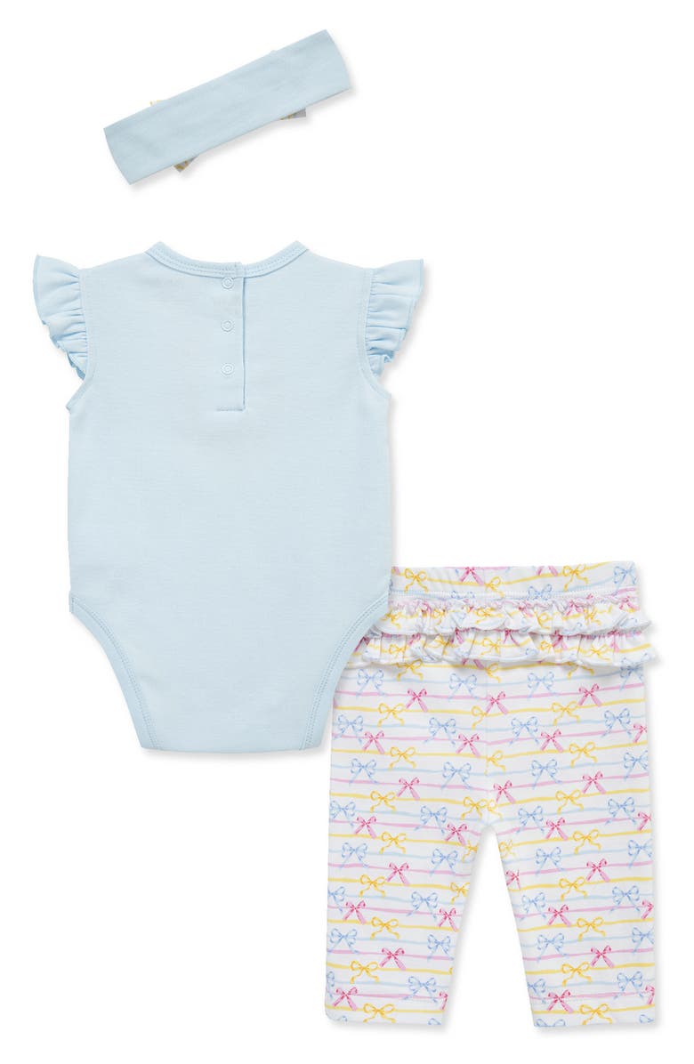 Little Me Bodysuit, Leggings & Headband Set, Alternate, color, Blue Multi