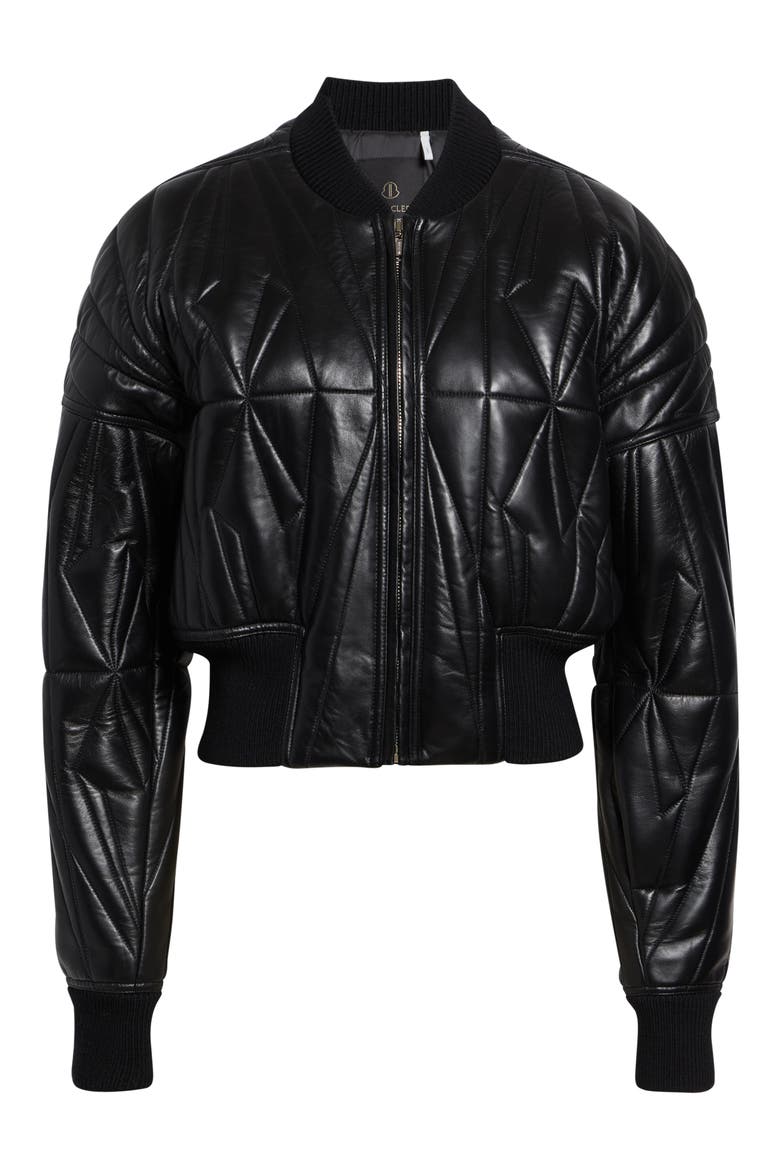 x Rick Owens Geocamo Leather Bomber Jacket, Alternate, color, BLACK