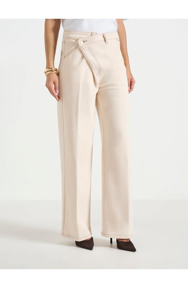 Manière De Voir Astrid Wrapover Wide Leg Jeans, Alternate, color, Cream