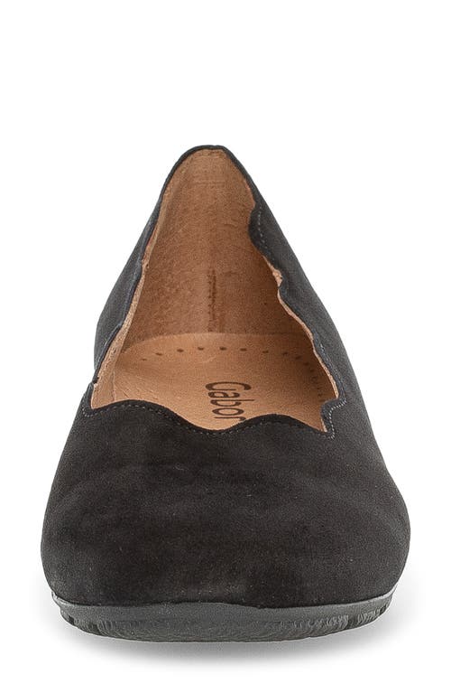 Gabor Scallop Suede Flat In Brown