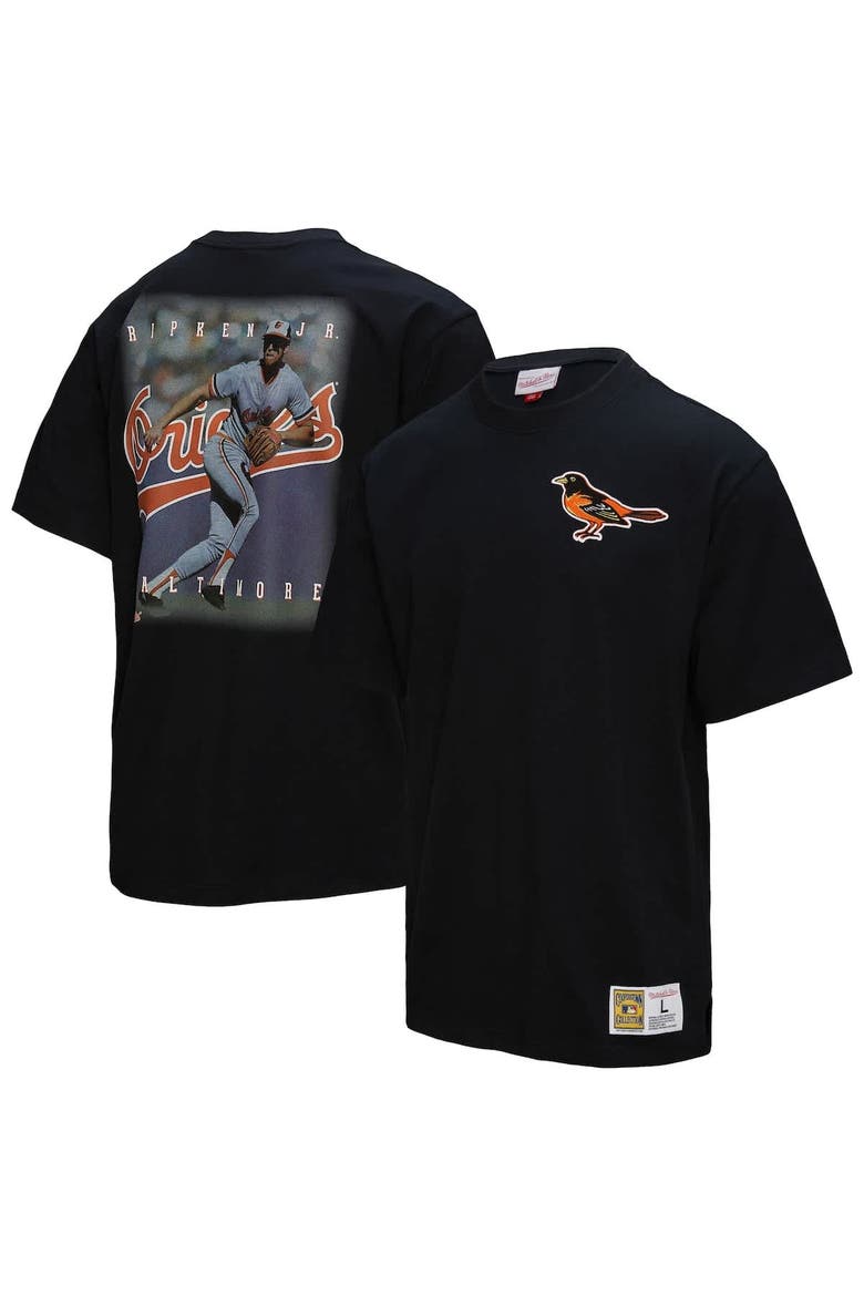 Men's Mitchell & Ness Cal Ripken Jr. Black Baltimore Orioles Legends Collection Vintage Logo T-Shirt, Alternate, color, Black