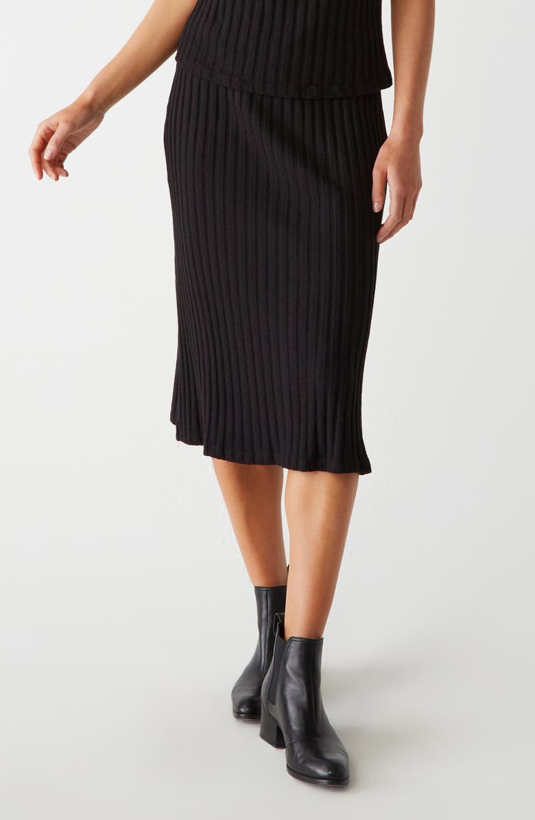 Michael Stars Shania Rib Midi Skirt, Main, color, Black