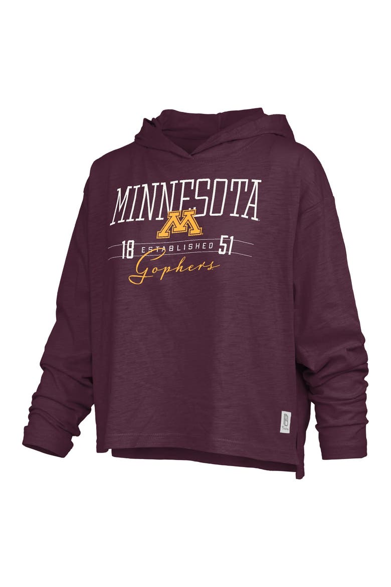 Women's Pressbox  Maroon Minnesota Golden Gophers Castillo Slub Waist Length Long Sleeve Hooded T-Shirt, Alternate, color, Maroon