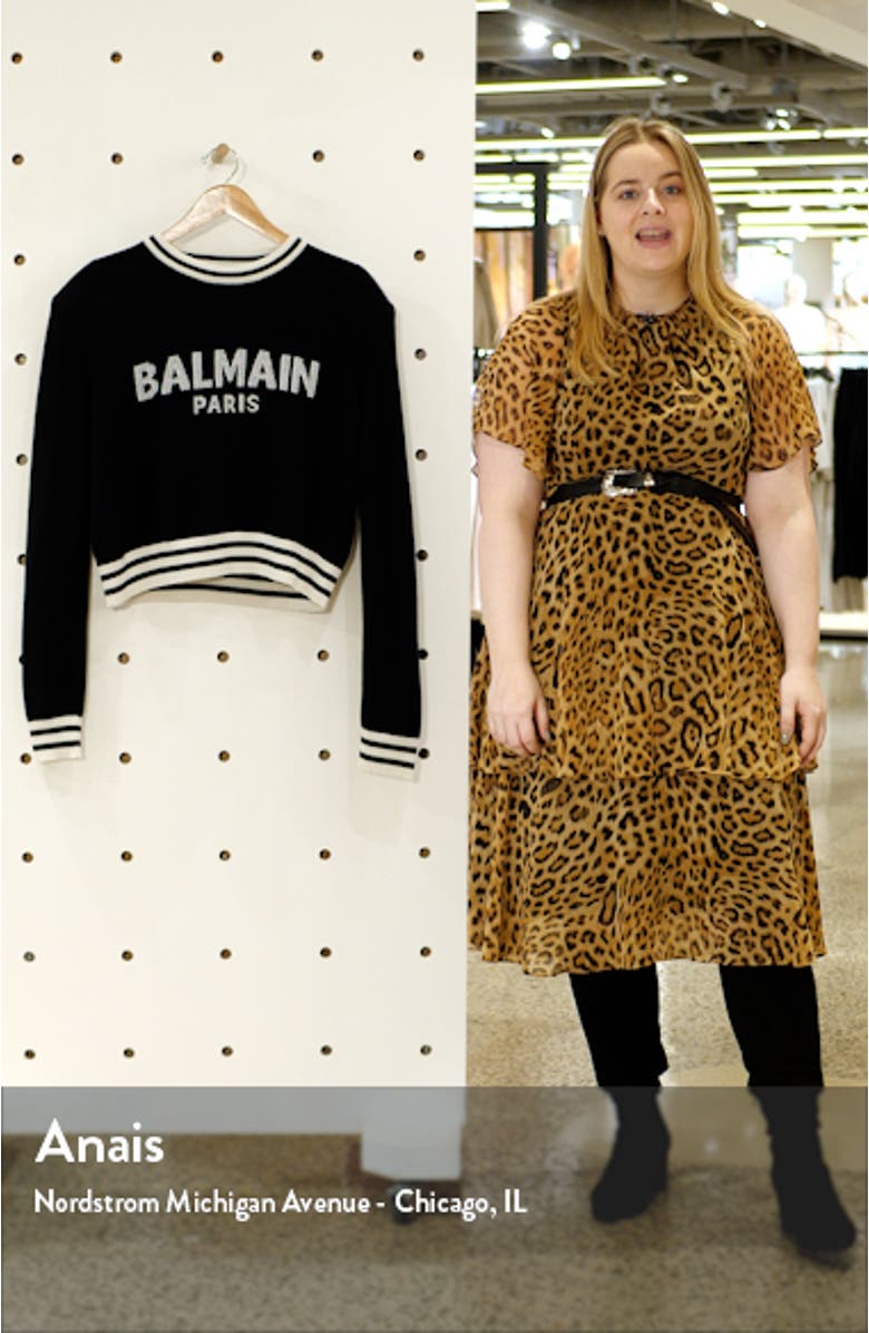 Intarsia Logo Wool & Cashmere Blend Crop Sweater, sales video thumbnail