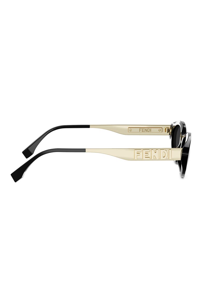 Fendigraphy 51mm Cat Eye Sunglasses, Alternate, color, SHINY BLACK / SMOKE