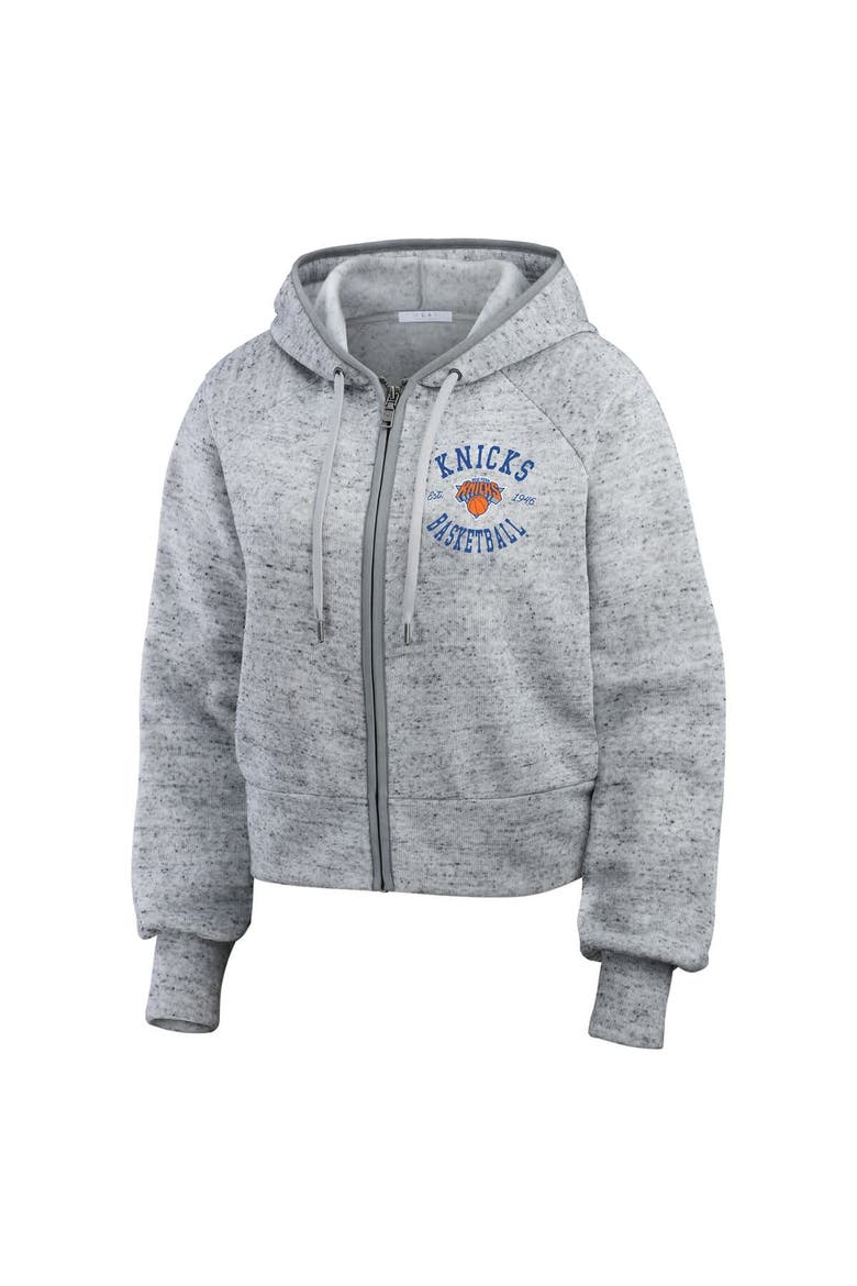 Women's WEAR by Erin Andrews Heather Gray New York Knicks Speckled Radiator Full-Zip Hoodie, Alternate, color, Heather Gray
