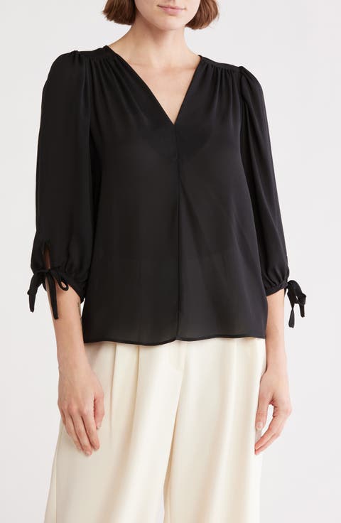 V-Neck Tie Sleeve Top