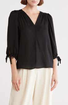 Renee C V-Neck Tie Sleeve Top
