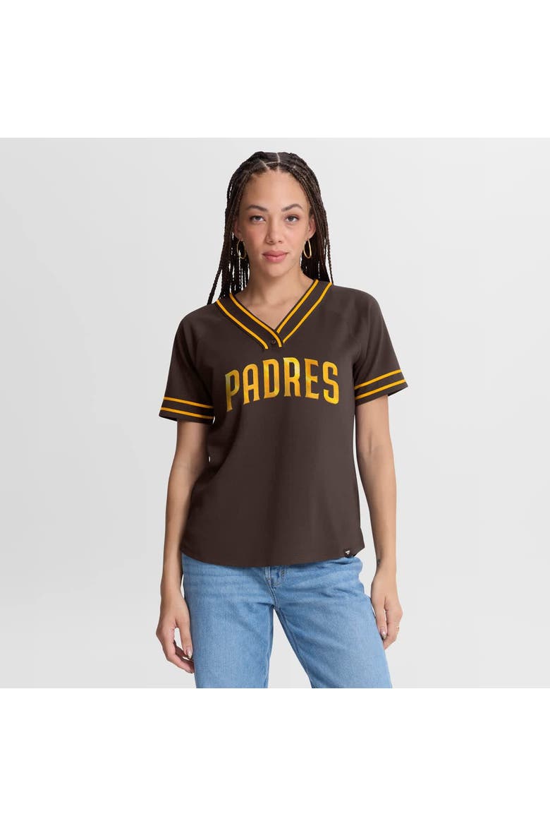 Women's Fanatics Brown San Diego Padres Diva Race Ahead Raglan V-Neck T-Shirt, Main, color, Brown