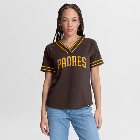 Women's Fanatics Brown San Diego Padres Diva Race Ahead Raglan V-Neck T-Shirt