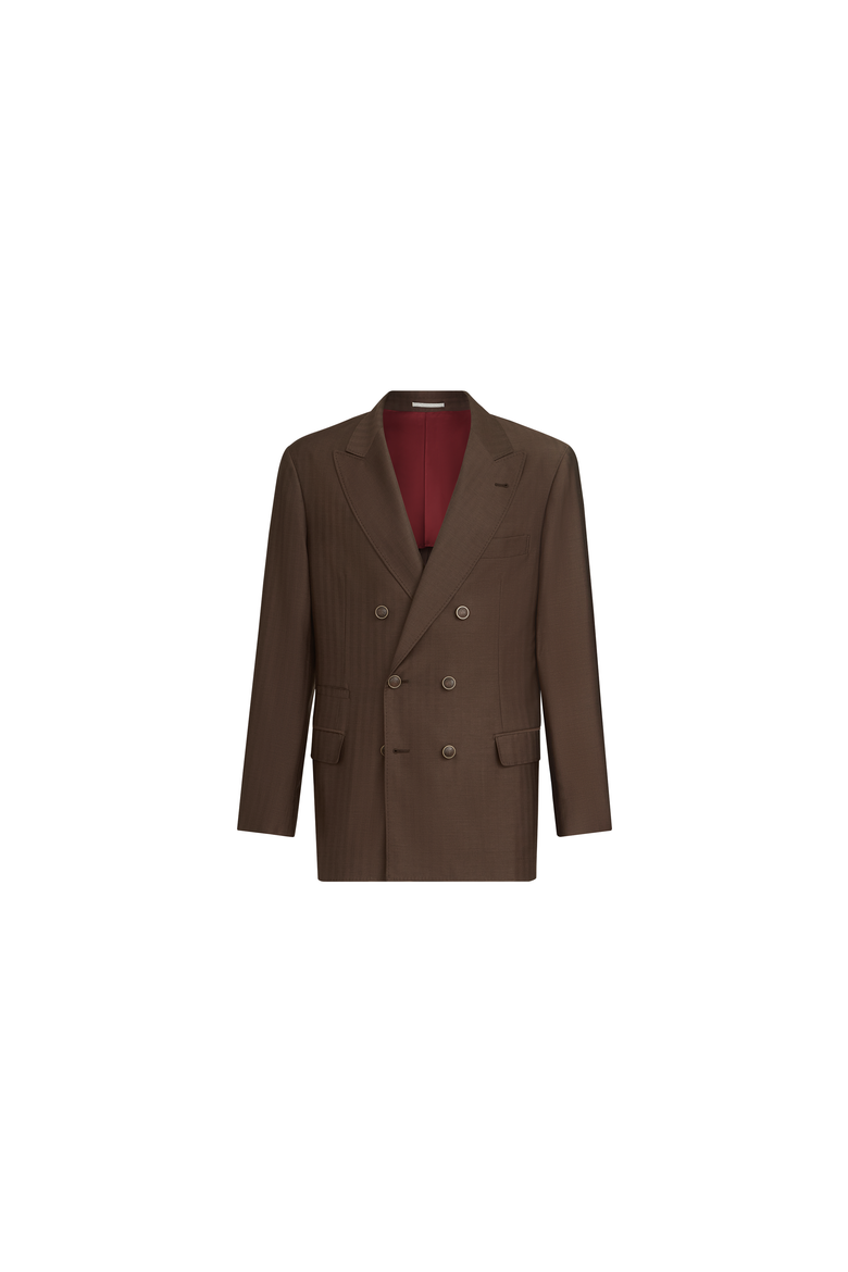 Virgin wool and cashmere one-and-a-half breasted deconstructed blazer, Alternate, color, Brown