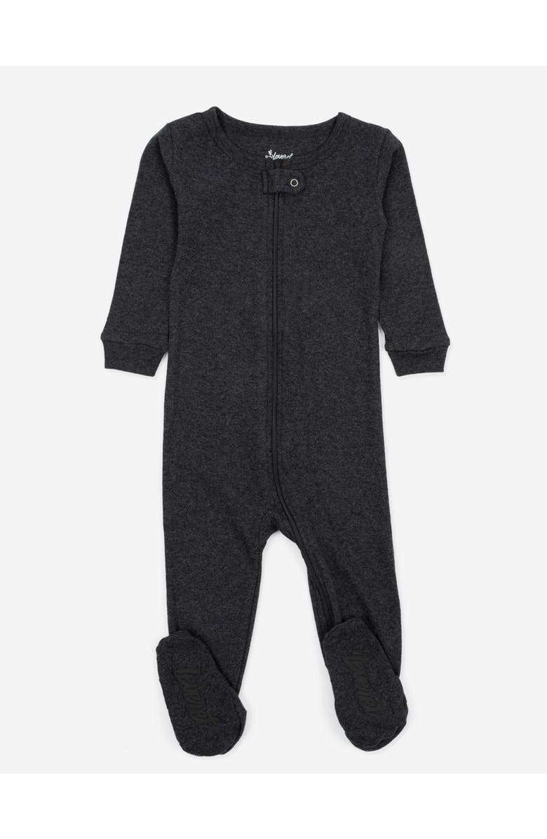 Leveret Footed Solid Cotton Matching Family Pajamas, Main, color, Dark Gray