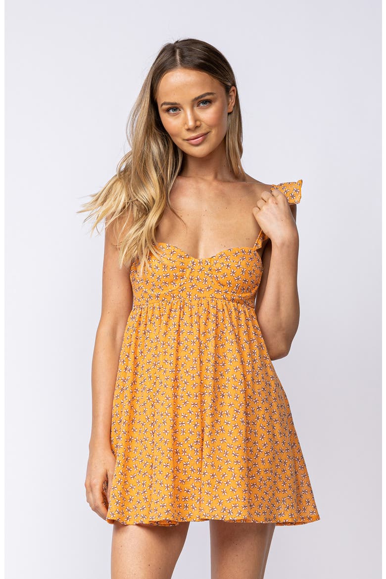 Floral Ruffle Strap Cotton Babydoll Minidress, Alternate, color, YELLOW