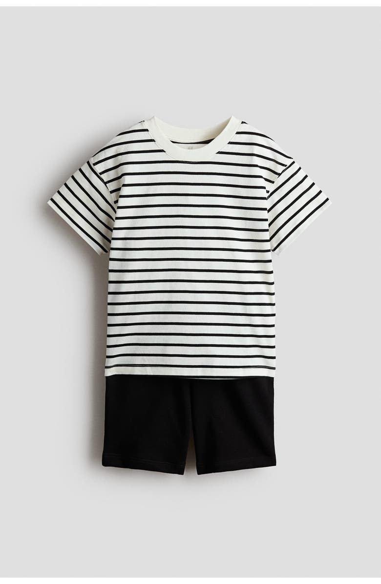 H&M 2-piece t-shirt and shorts set, Main, color, White/Striped