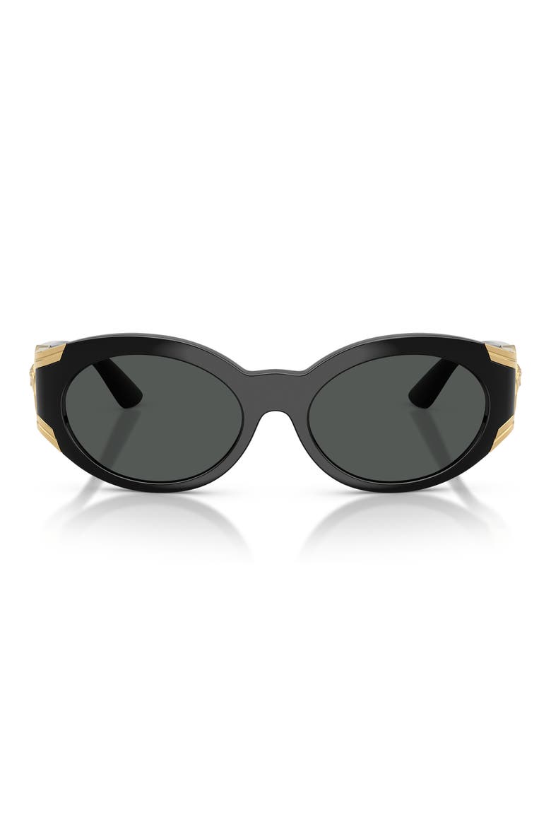 55mm Oval Sunglasses, Main, color, BLACK / DARK GREY