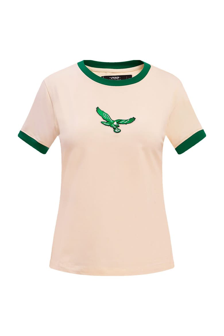 Women's Pro Standard Cream Philadelphia Eagles Retro Classic Ringer T-Shirt, Alternate, color, Cream