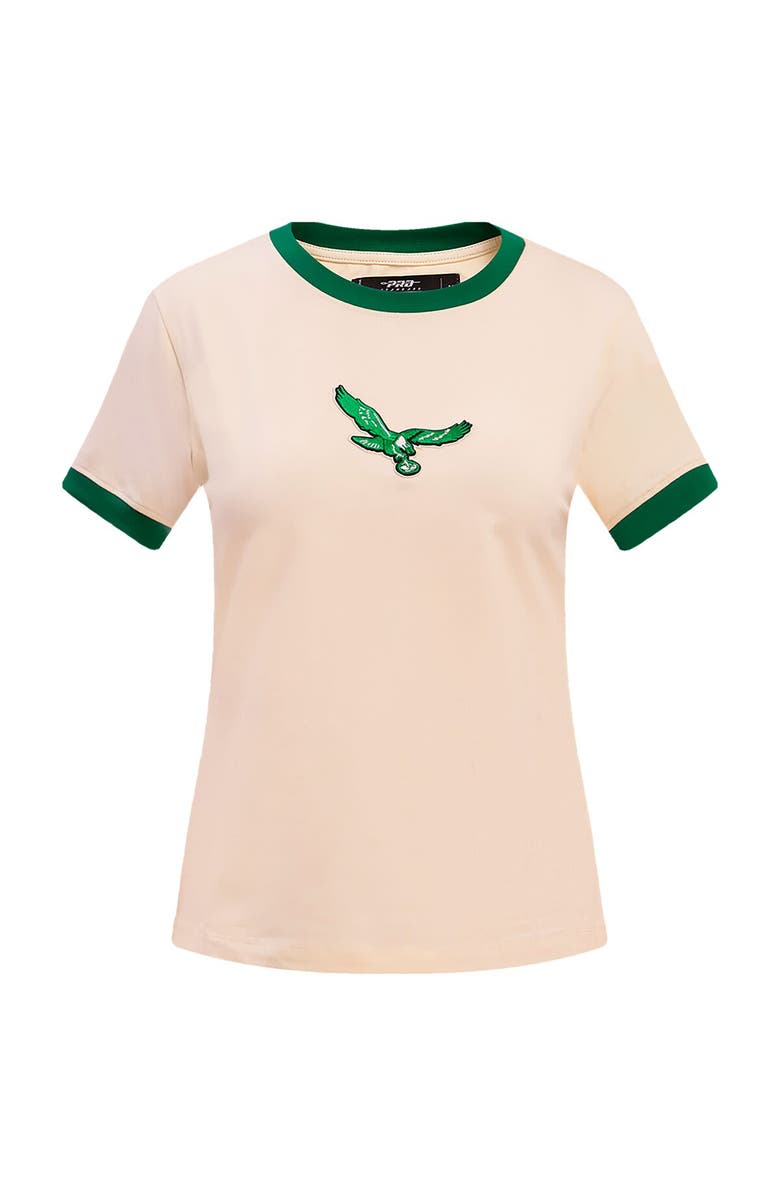 PRO STANDARD Women's Pro Standard Cream Philadelphia Eagles Retro Classic Ringer T-Shirt, Alternate, color, 