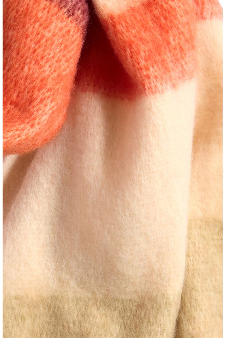 Stripe Scarf with Faux Fur Pom Fringe, Alternate, color, BEIGE MULTI