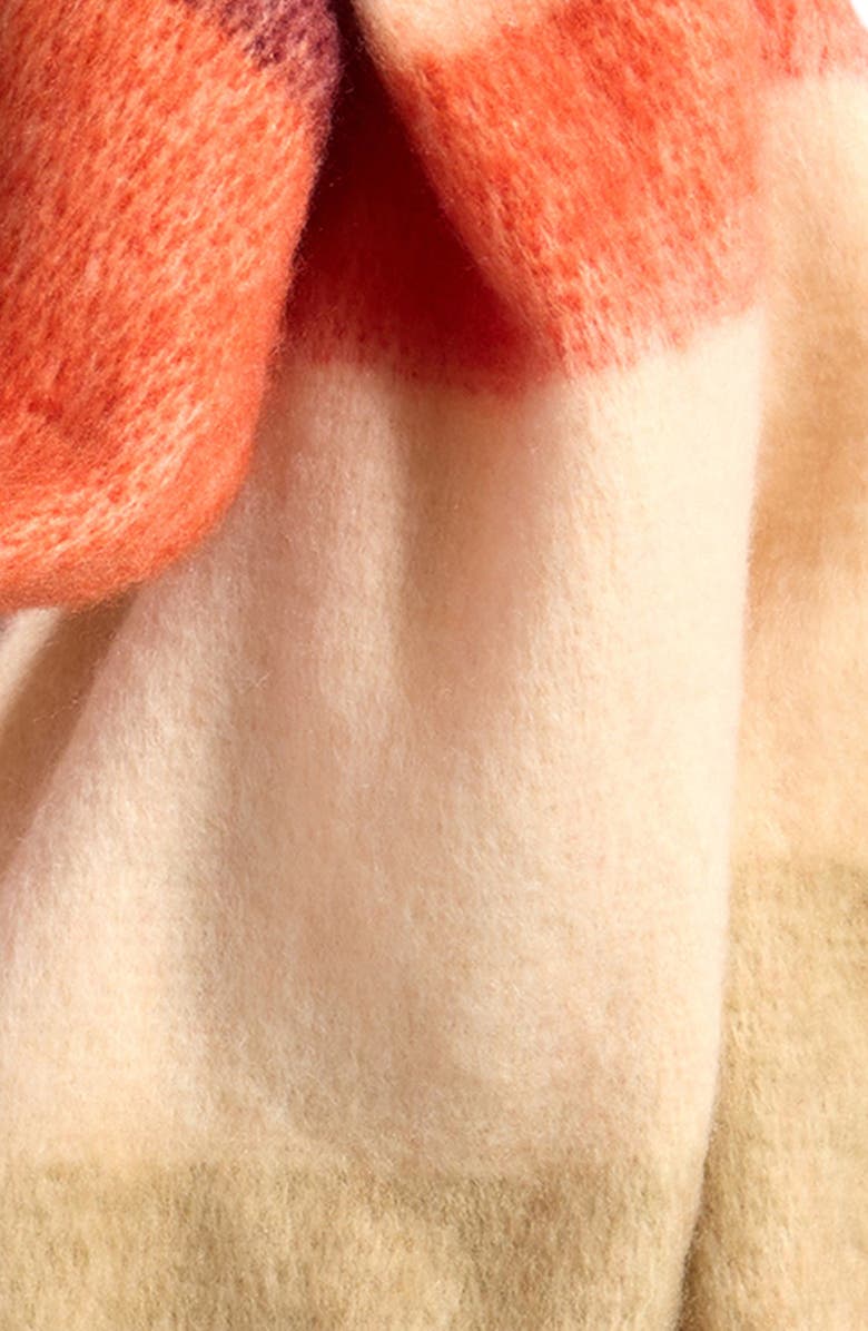 Tasha Stripe Scarf with Faux Fur Pom Fringe, Alternate, color, Beige Multi