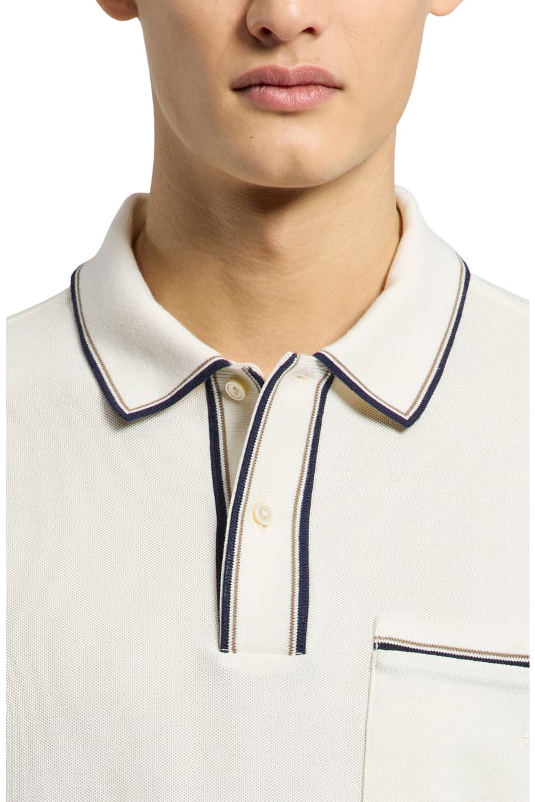 Bradford Tipped Piqué Knit Polo, Alternate, color, ECRU