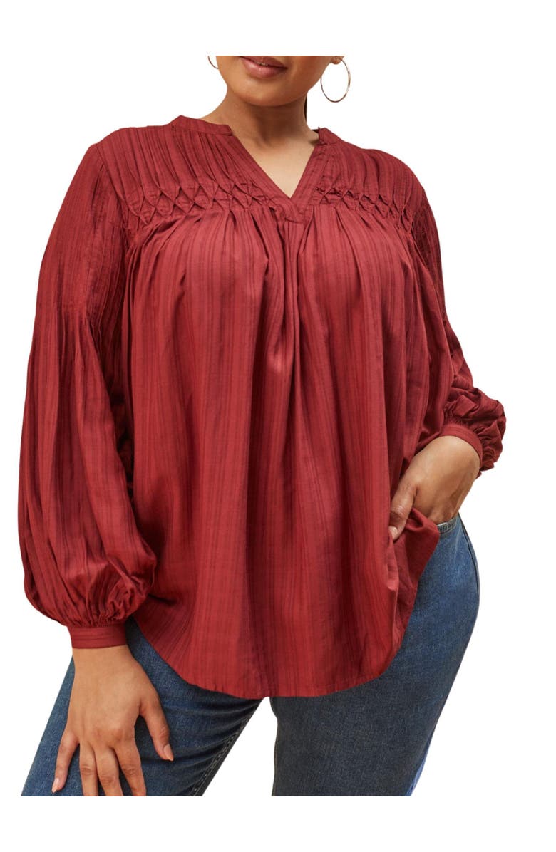 Live Unlimited Long Sleeve Pintuck Blouse, Alternate, color, Oxblood