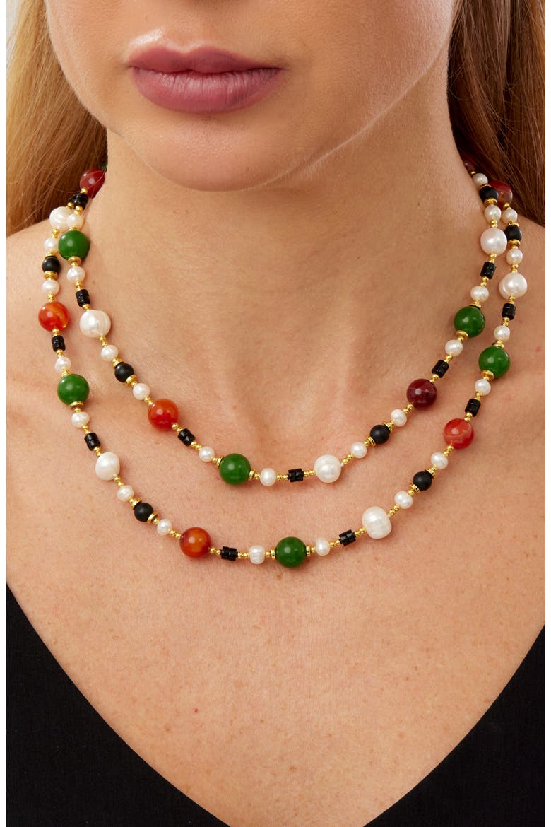 Cultured Freshwater Pearl & Agate Strand Necklace, Alternate, color, MULTI COLOR